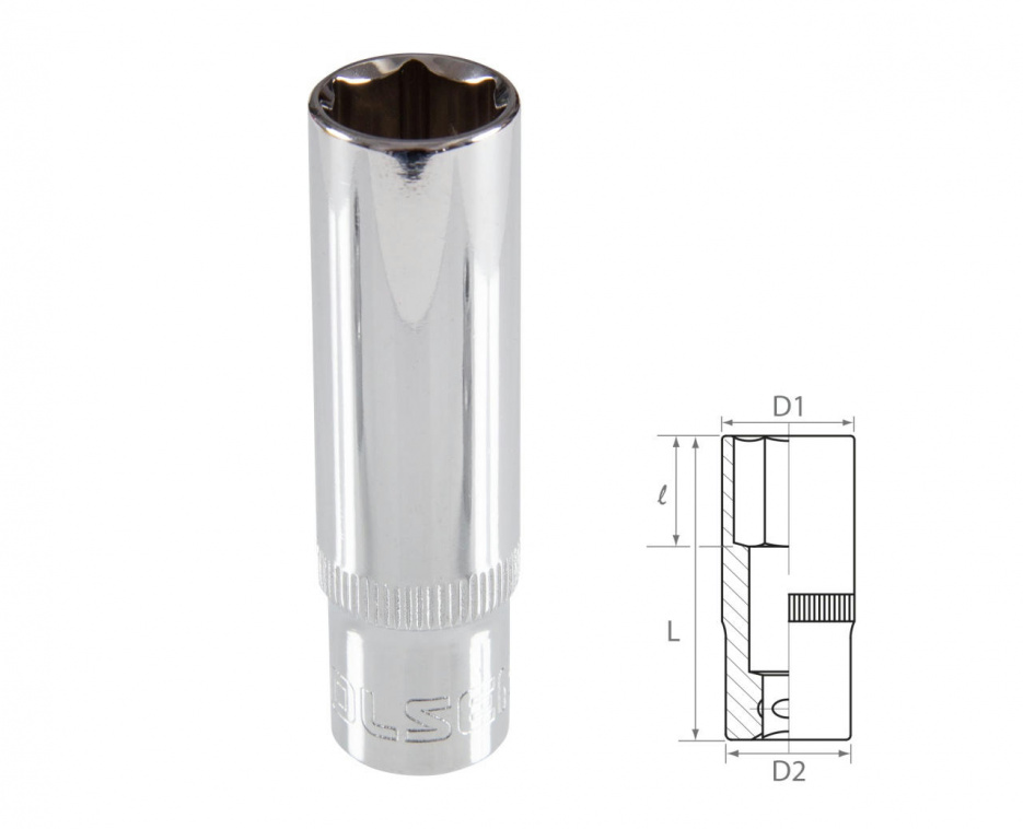 Головка торцевая глубокая шестигранная 3/8", 15 мм TOLSEN TT16365